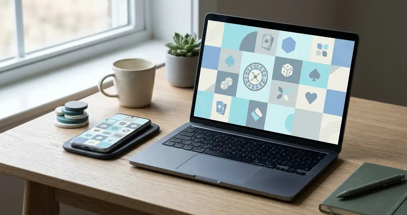 Illustration representing casino access on desktop and mobile devices